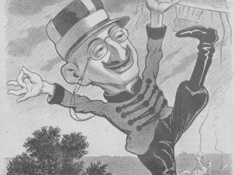 „Dreyfus: Hura! W końcu zdrajca i nie Żyd”. Karykatura z wiedeńskiego czasopisma ”Kikeriki” z 1907 r. Także podczas Wielkiej Wojny żywe były antysemickie poglądy o rzekomej skłonności Żydów do zdrady. Ze zbiorów P. Szlanty