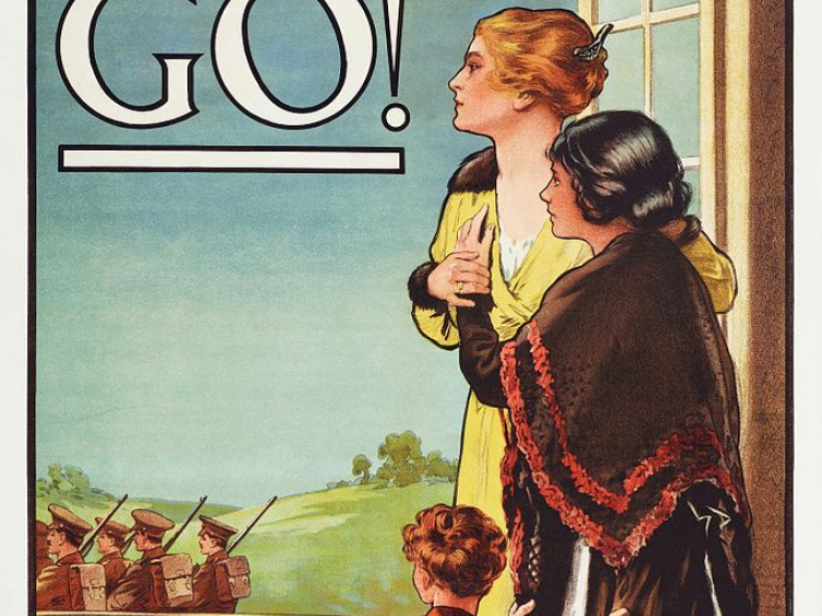 Brytyjski plakat z 1914 r. skierowany do kobiet. Źródło: ze zbiorów P. Szlanty.