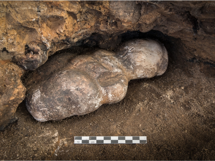 4. Kamienna figurka w momencie odkrycia. Fot. Çatalhöyük Research Project