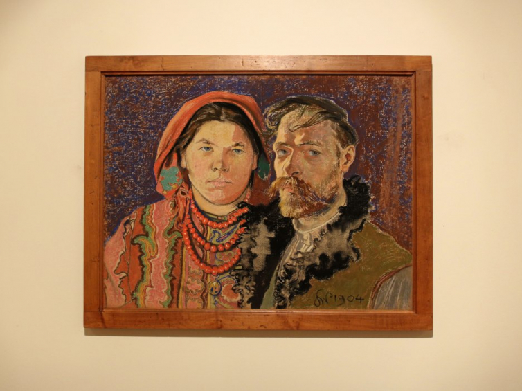 Autoportret z żoną Stanisława Wyspiańskiego na wystawie "Wyspiański" w Muzeum Narodowym w Krakowie. Fot. PAP/S. Rozpędzik