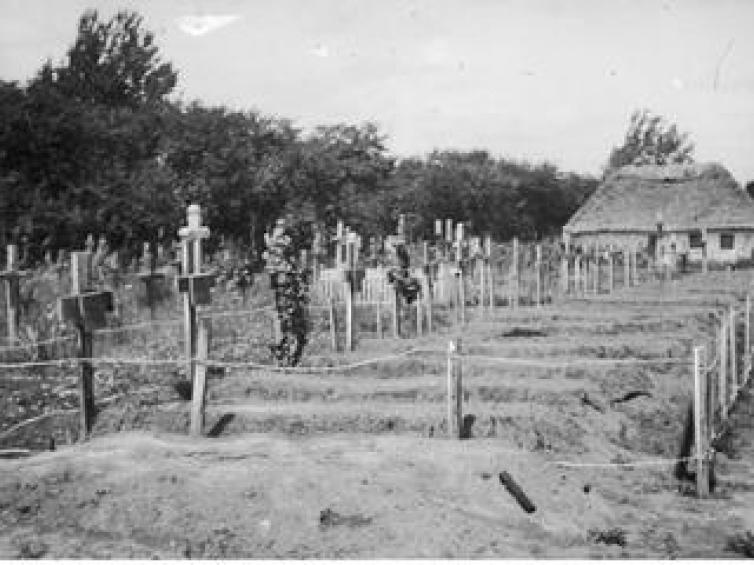 Groby polskich legionistów na cmentarzu w Rarańczy. Źródło: NAC