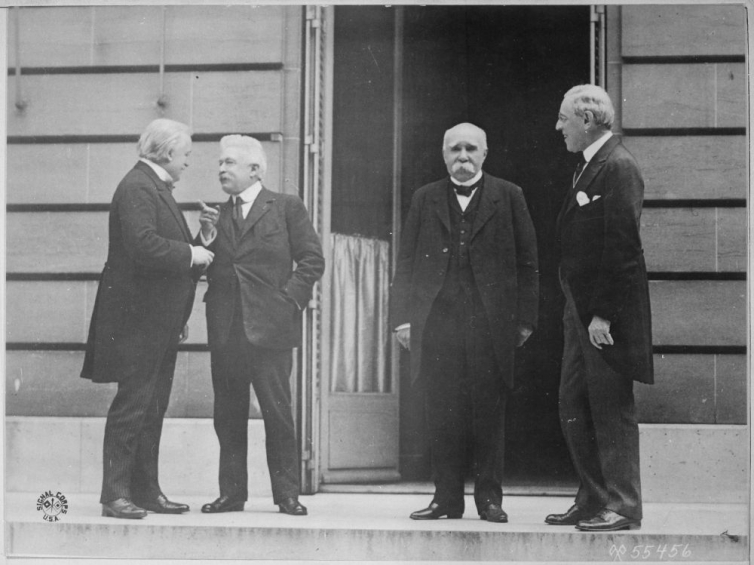 Przywódcy Wielkiej Czwórki (Francji, Wielkiej Brytanii, USA i Włoch), 1919 r., zbiory Narodowego Archiwum Cyfrowego