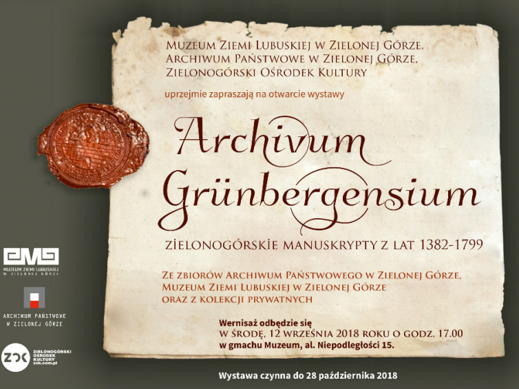 Wystawa „Archivum Grünbergensium – zielonogórskie manuskrypty z lat 1382-1799”
