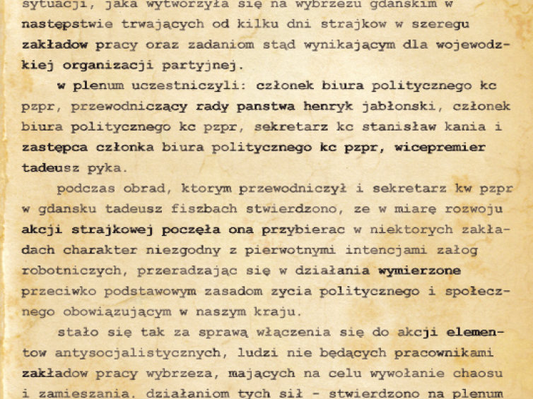 Plenum KW PZPR w Gdańsku  18.8.Gdańsk PAP - 18 bm. obradowało w Gdańsku Plenum Komitetu Wojewódzkiego PZPR poświęcone omówieniu...