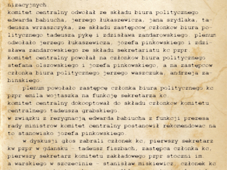 IV Plenum KC PZPR  24.8. Warszawa PAP - W dniu 24 sierpnia obradowało w Warszawie IV Plenarne Posiedzenie Komitetu Centralnego PZPR...