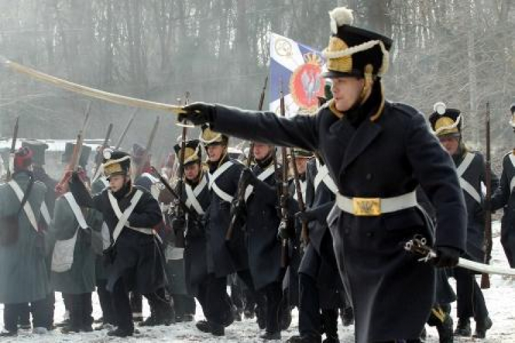 Rekonstrukcja historycznej Bitwy pod Olszynką Grochowską. Warszawa, 26.02.2011. Fot. PAP/R. Pietruszka