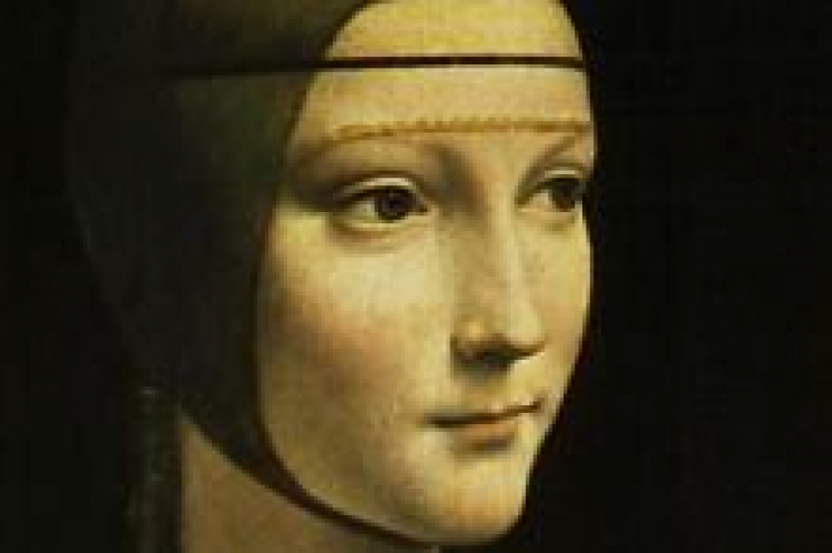 Portret Cecylii Gallerani, "Dama z gronostajem", obraz Leonarda da Vinci. Fot. PAP/Reprodukcja