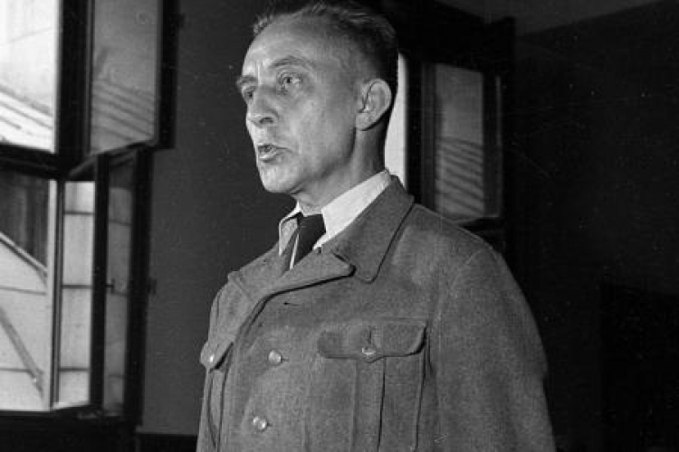 Gen. SS Juergen Stroop przed sądem. 1951 r. Fot. PAP/CAF/S. Dąbrowiecki
