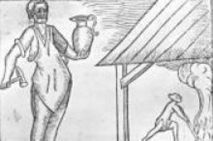 "Officina ferraria" - ilustracja przedstawiająca prawdopodobnie Walentego Roździeńskiego.