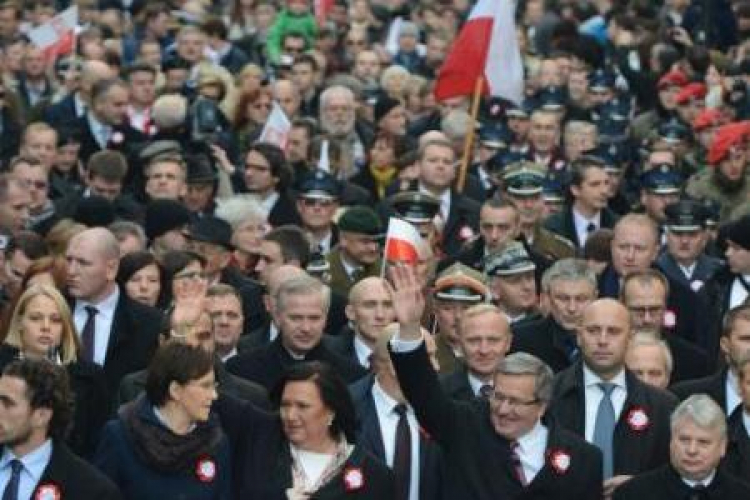 Prezydent Bronisław Komorowski na czele marszu "Razem dla Niepodległej". Fot. PAP/J. Turczyk Prezydent Bronisław Komorowski na czele marszu "Razem dla Niepodległej". Fot. PAP/J. Turczyk
