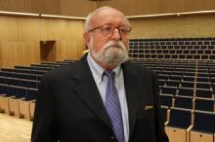 Krzysztof Penderecki w siedzibie centrum w Lusławicach. Fot. PAP/J. Bednarczyk