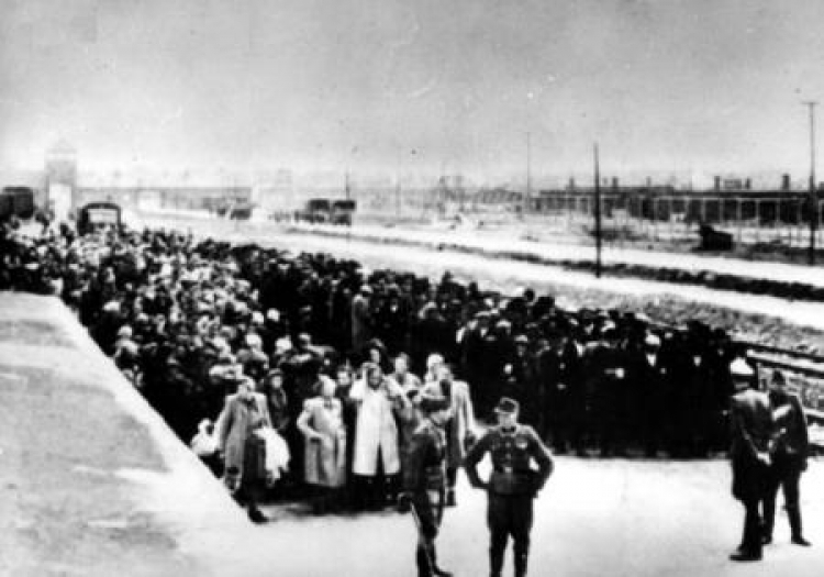 KL Auschwitz. Selekcja więźniów obozu na rampie. 1944 r. Źródło: PAP/CAF/Reprodukcja 