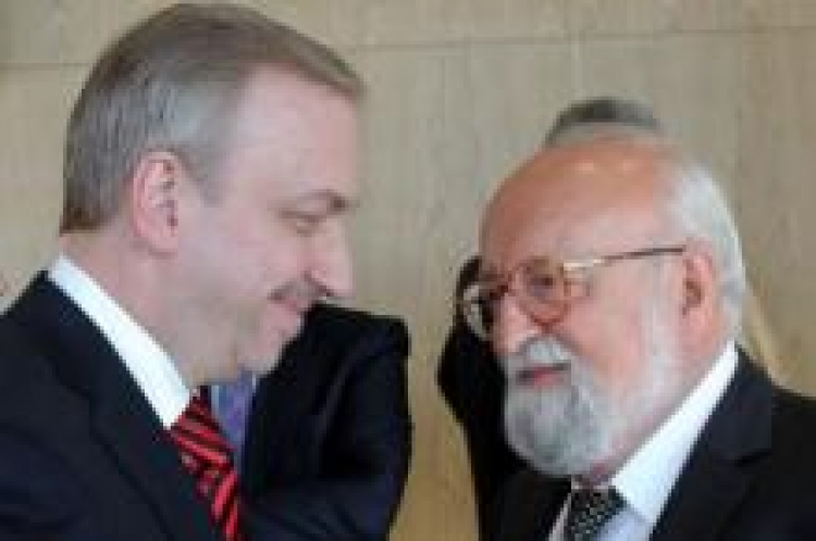 Minister kultury Bogdan Zdrojewski i Krzysztof Penderecki. Lusławice, 21.05.2013. Fot. PAP/J. Bednarczyk