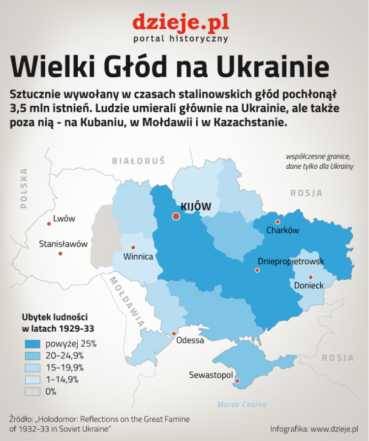 Mapa Wielkiego Głodu na Ukrainie