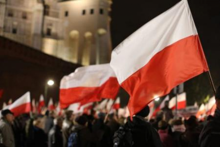 Społeczne Obchody Narodowego Święta Niepodległości na Placu im. ojca Studzińskiego w Krakowie. Fot. PAP/S. Rozpędzik