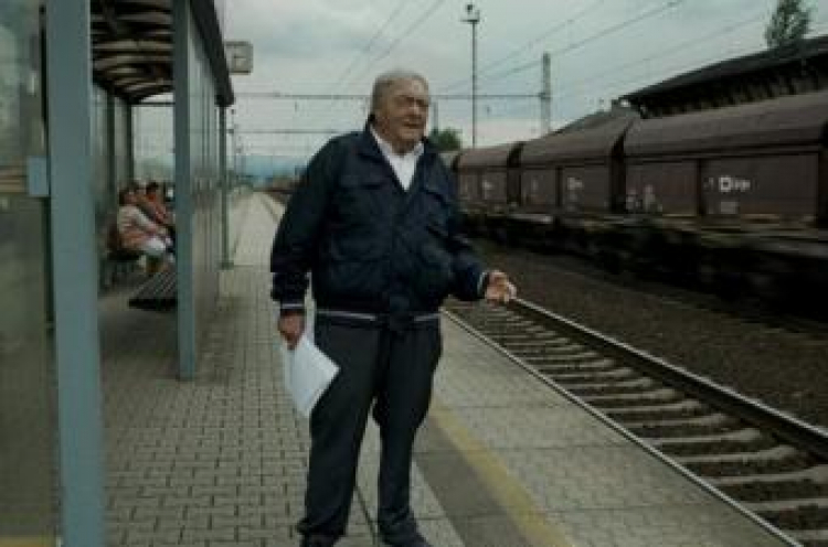 Claude Lanzmann na planie filmu "Ostatni niesprawiedliwy"