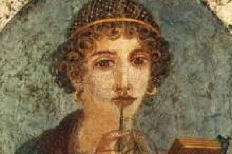 Fresk z Pompejów przedstawiający Safonę. Źródło: Wikimedia Commons