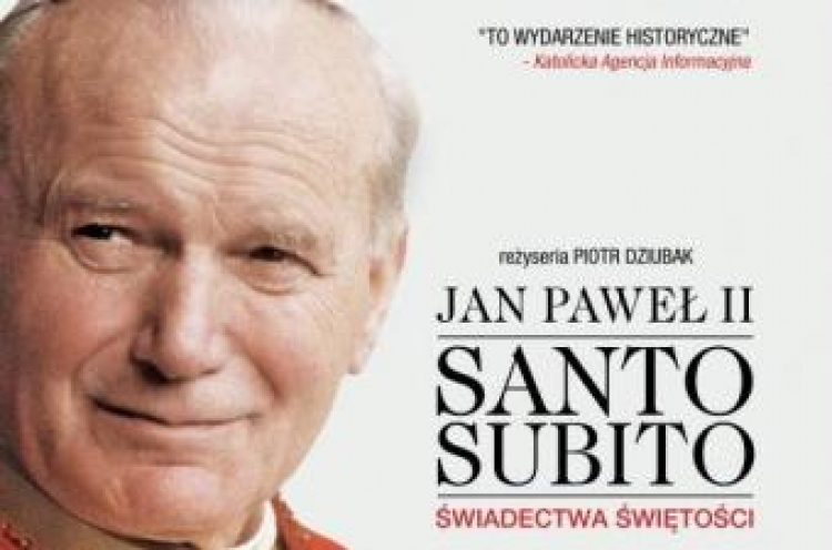 Plakat filmu "Jan Paweł II – Santo subito. Świadectwa świętości". Źrodło. Tim Cinema Plakat filmu "Jan Paweł II – Santo subito. Świadectwa świętości". Źrodło. Tim Cinema