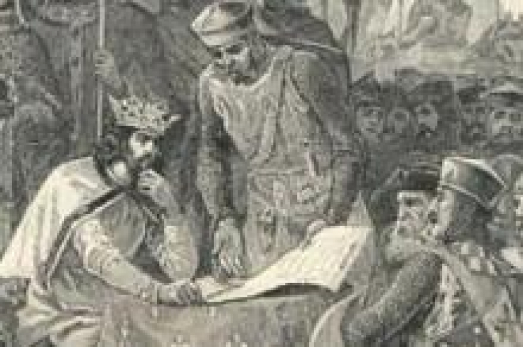 Król Jan bez Ziemi podpisuje Wielką Kartę Swobód. Źrodło: Wikimedia Commons Król Jan bez Ziemi podpisuje Wielką Kartę Swobód. Źrodło: Wikimedia Commons