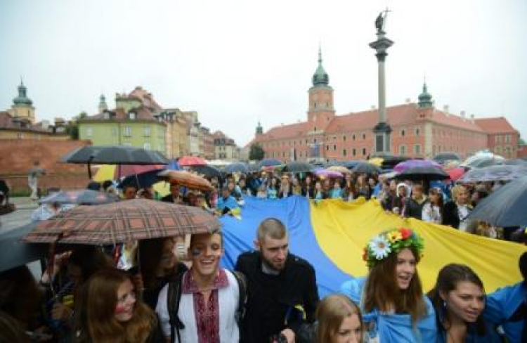 Obchody Dnia Niepodległości i Flagi Narodowej Ukrainy w Warszawie. Fot. PAP/B. Zborowski