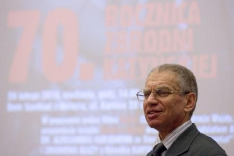 Aleksander Gurjanow ze Stowarzyszenia Memoriał na konferencji "Rosja a Katyń". Warszawa, 25.02.2010. Fot. PAP/P. Kula