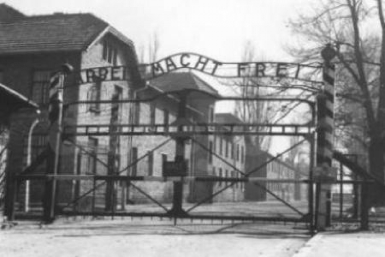 Brama Auschwitz z napisem Rabeit macht frei. Fot. PAP