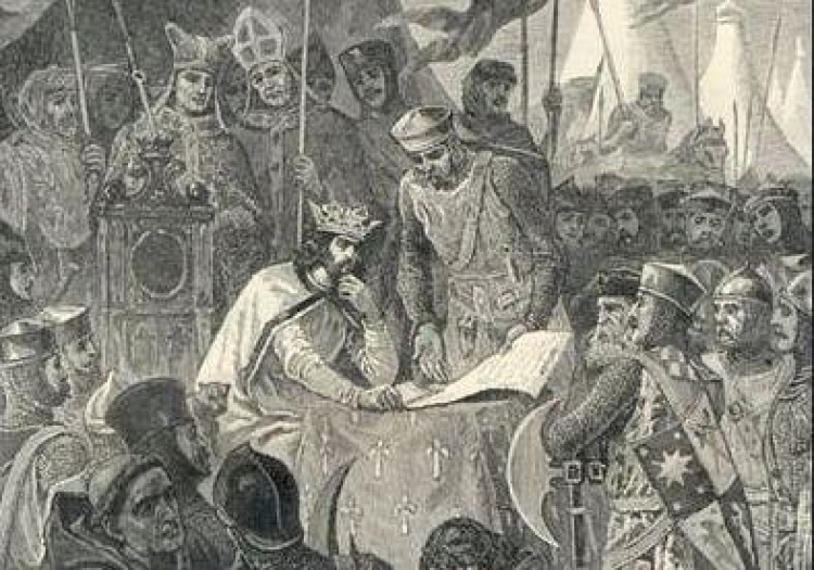 Król Jan bez Ziemi podpisuje Wielką Kartę Swobód. Źródło: Wikimedia Commons