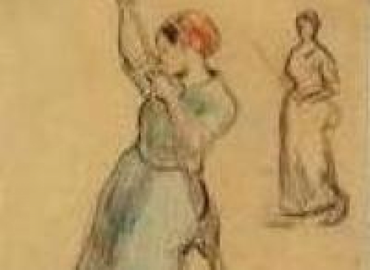 Fragment "Studium kobiety" C. Pissarro. Źródło: MNP
