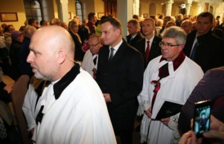 Prezydent Andrzej Duda w kościele ewangelicko-augsburskim Jana Chrzciciela w Bielsku-Białej. Fot. PAP/G. Momot