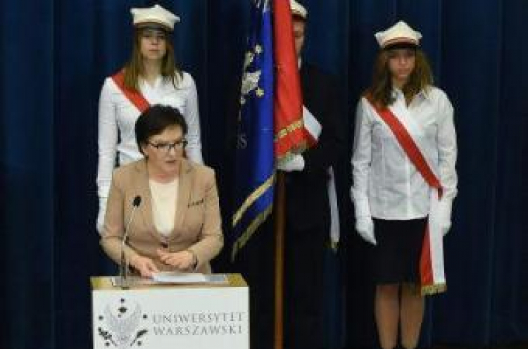 Premier Ewa Kopacz podczas inauguracji roku akademickiego na Uniwersytecie Warszawskim. Fot. PAP/R. Pietruszka