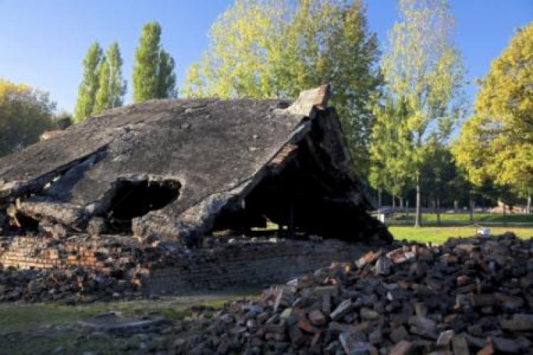 Ruiny komory gazowej i Krematorium III, Auschwitz II-Birkenau; stan 2005 r. Fot. PAP/J. Ochoński