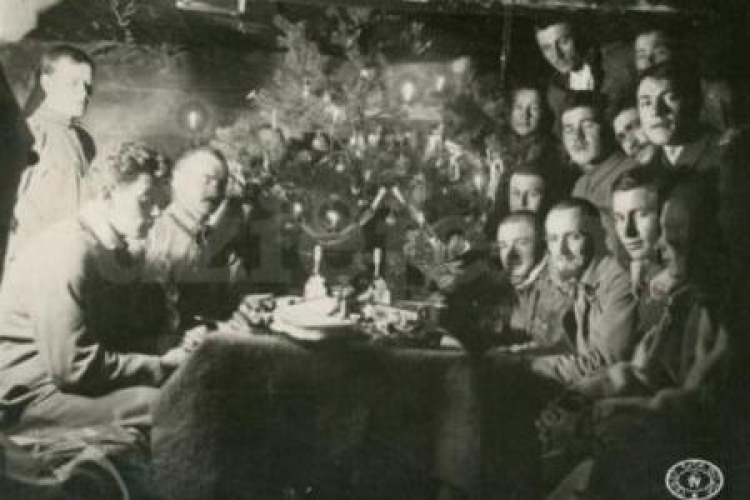 Wieczór wigilijny w 1 Pułku Piechoty Legionów Polskich. Karasin, Wołyń. 24.12.1915 r. Fot. CAW 