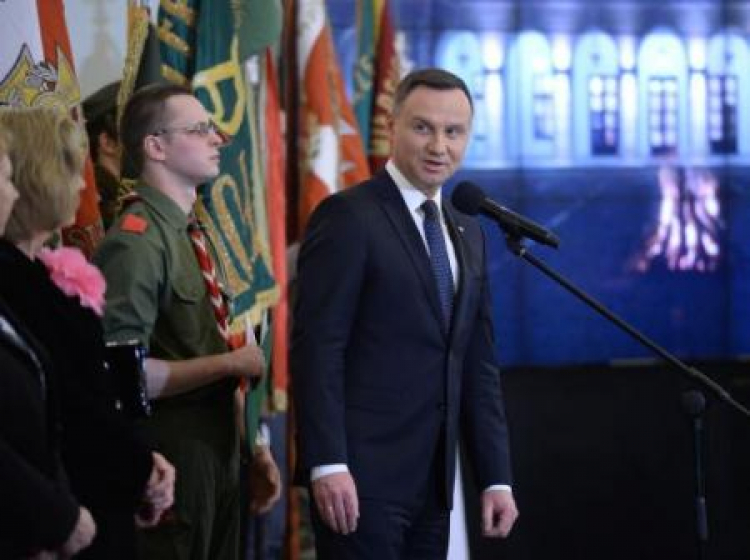 Prezydent Andrzej Duda podczas uroczystości objęcia Honorowego Protektoratu nad Ruchem Harcerskim. Fot. PAP/J. Turczyk