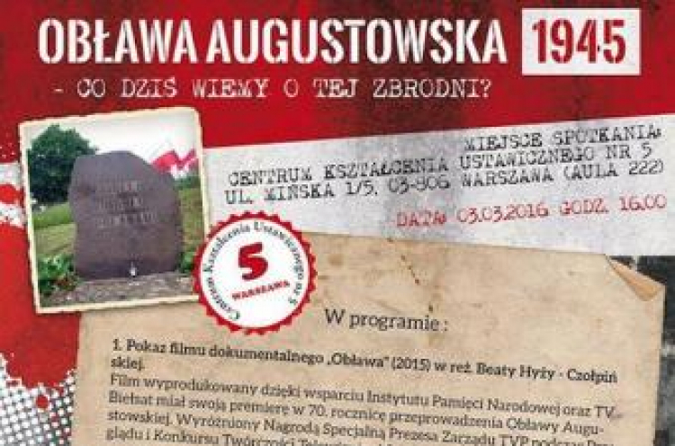 Spotkanie „Obława Augustowska 1945. Co dziś wiemy o tej zbrodni?” Spotkanie „Obława Augustowska 1945. Co dziś wiemy o tej zbrodni?”