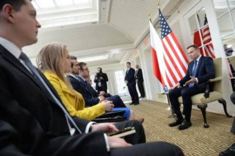 Prezydent A. Duda na spotkaniu z Polonią w Waszyngtonie. Fot. PAP/J. Turczyk