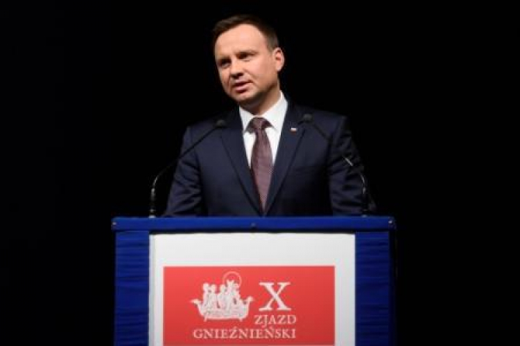 Prezydent A. Duda na X Zjeździe Gnieźnieńskim. Fot. PAP/J. Kaczmarczyk