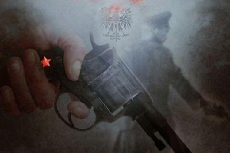 Fragment plakatu filmu dokumentalnego „Rozstrzelać Polaków”