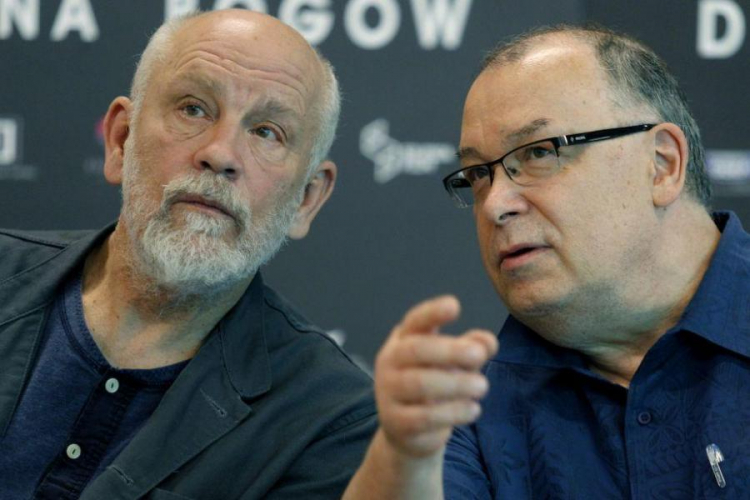 John Malkovich i Lech Majewski na konferencji prasowej w trakcie prac nad filmem "Dolina Bogów". Fot. PAP/A. Grygiel