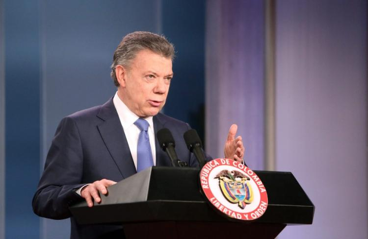 Prezydent Kolumbii Juan Manuel Santos . Fot. PAP/EPA