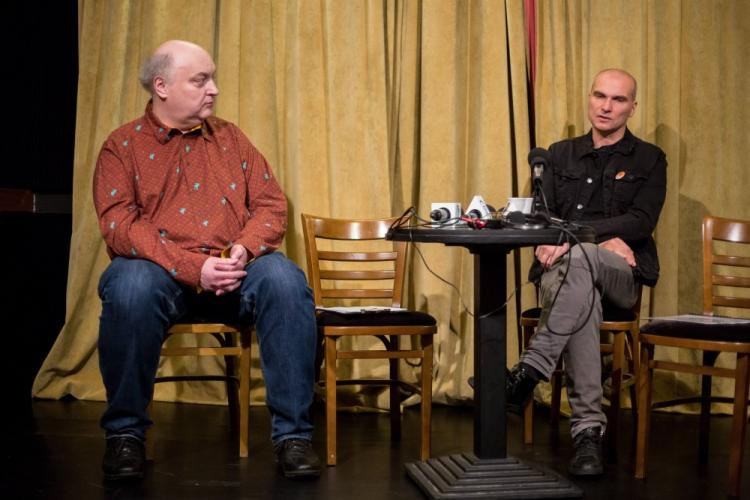 Dyrektor artystyczny Teatru Polskiego w Poznaniu Maciej Nowak (L) i reżyser Grzegorz Laszuk. Fot. PAP/P. Jaskółka