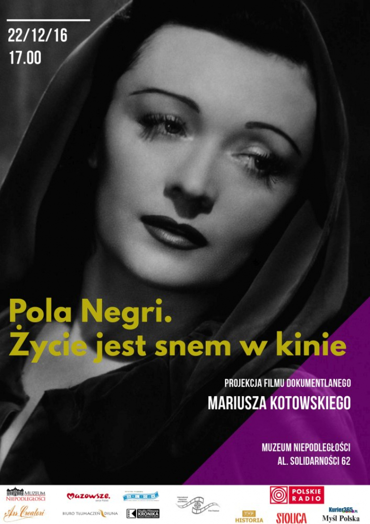Pokaz filmu „Pola Negri. Życie jest snem w kinie” w Muzeum Niepodległości w Warszawie