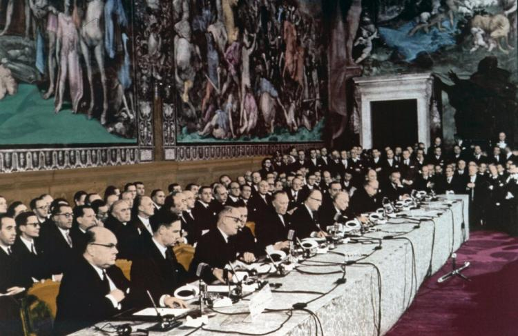 Ceremonia podpisania Traktatów Rzymskich. Rzym, 25.03.1957. Fot. PAP/EPA