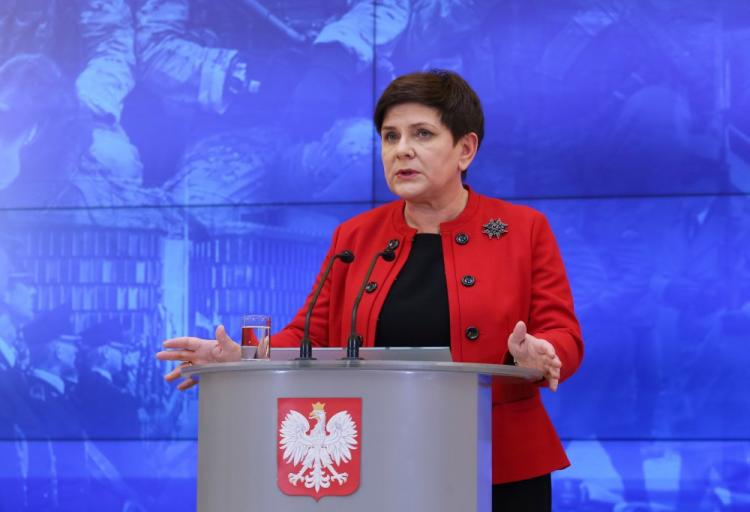 Premier Beata Szydło podczas konferencji prasowej po posiedzeniu rządu. 25.04.2017. Fot. PAP/P. Supernak 