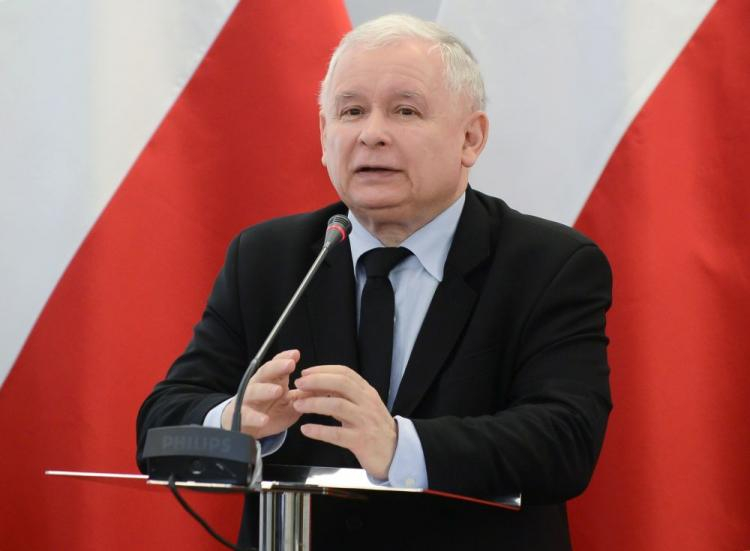 Prezes PiS Jarosław Kaczyński podczas konferencji "Konstytucja Solidarności" w Senacie. Fot. PAP/J. Kamiński 