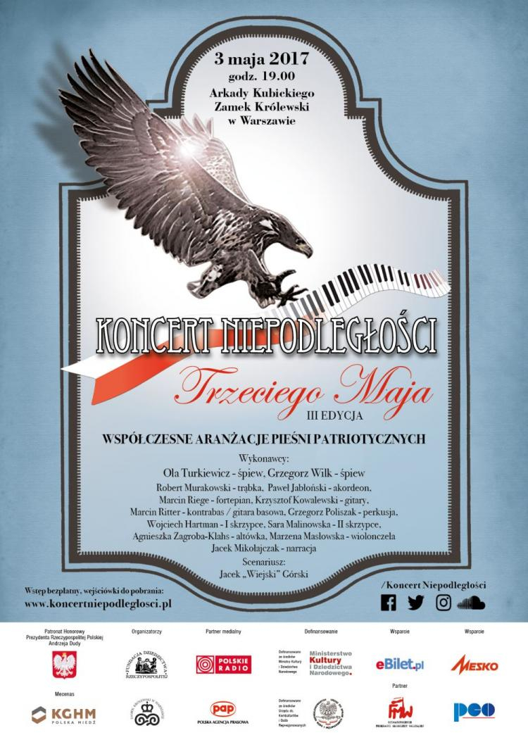 Koncert Niepodległości Trzeciego Maja na Zamku Królewskim