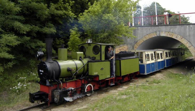 Przez kilka dni w sezonie letnim poznańska kolejka wąskotorowa Maltanka kursująca do nowego ZOO jest obsługiwana przez zabytkową lokomotywę Borsig z 1925 roku. Fot. PAP/ R. Sikora