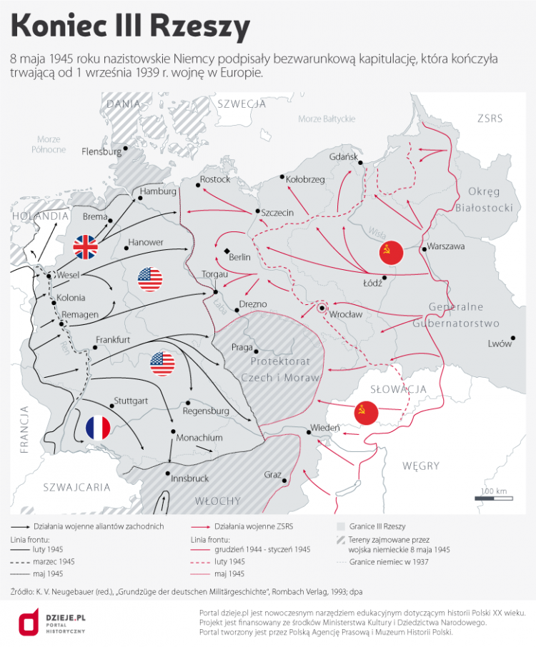 Koniec III Rzeszy Niemieckiej. Źródło: Infografika PAP