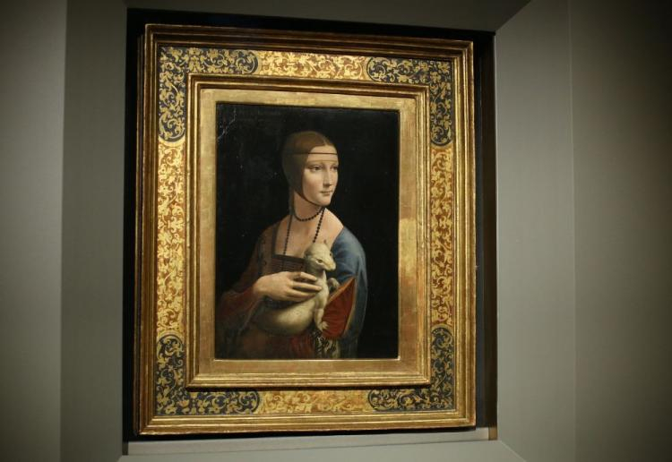 Obraz "Dama z Gronostajem Leonadra da Vinci. Fot. PAP/S. Rozpędzik
