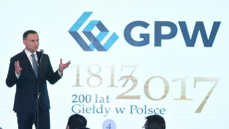 Prezydent Andrzej Duda podczas Gali 200-lecia Giełdy w Polsce. Fot. PAP/R. Pietruszka