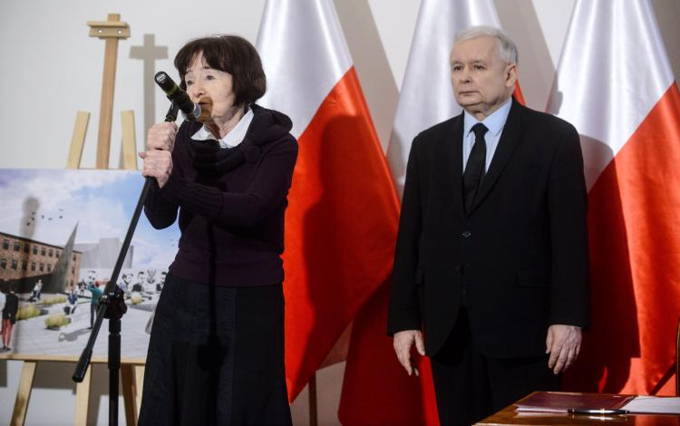 Zofia Pilecka i Jarosław Kaczyński podczas konferencji prasowej nt. Żołnierzy Wyklętych.29.02.2016. Fot. PAP/J. Kamiński